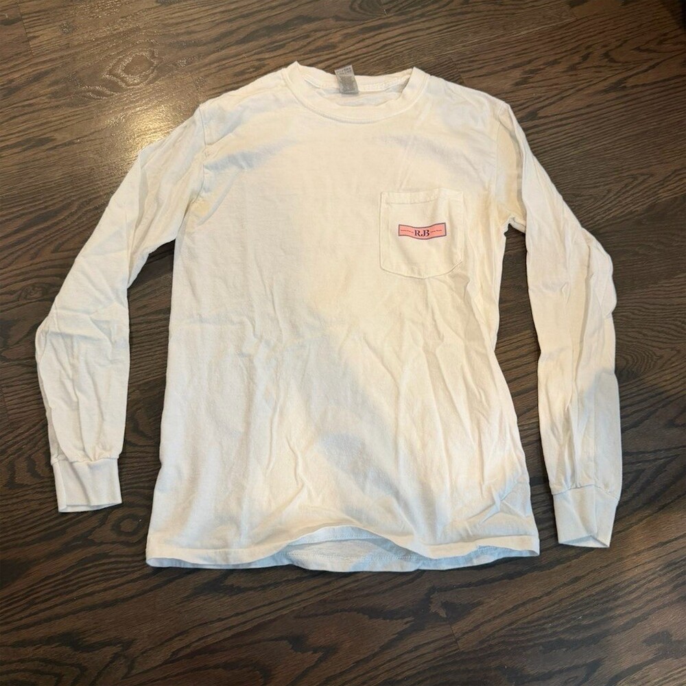 Gildan Ultra Cotton Mens T-Shirt Size S White Long Sleeve Pocket NYC